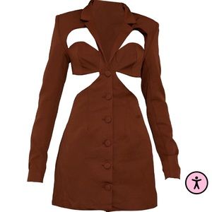 Brown cutout blazer dress
